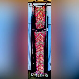 New York & Company Stretch S/L Adjustable Strap Fall Multi-Color Dress; EUC; M